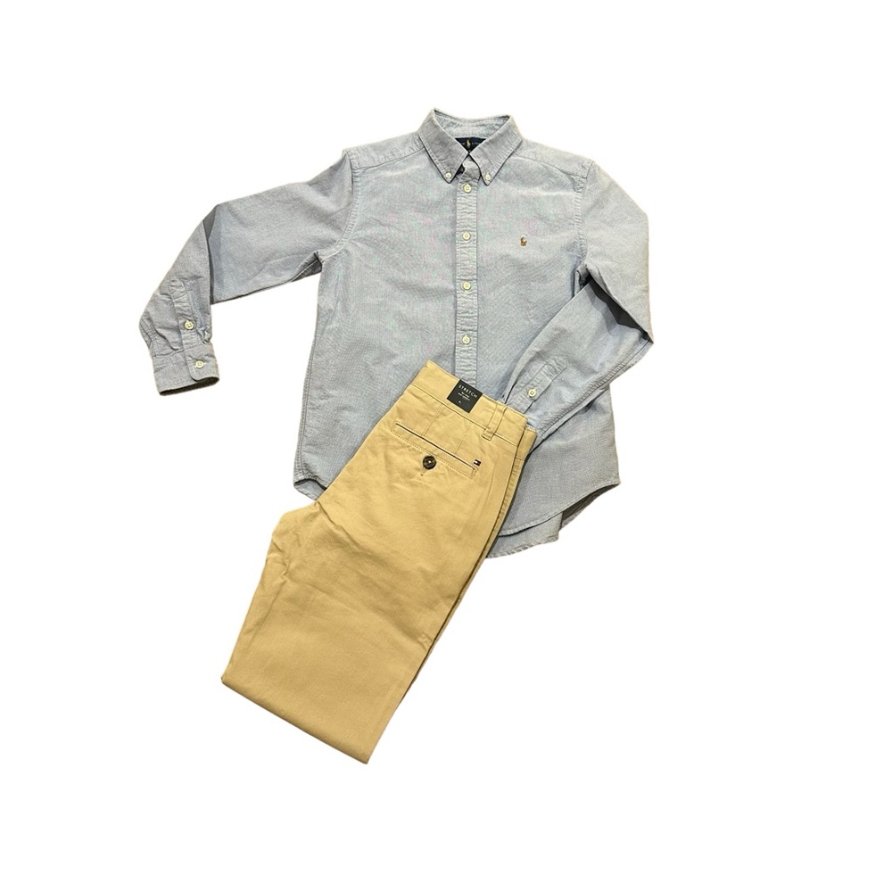 Polo Ralph Lauren Boys Solid Long Sleeve Shirt, Oxford Blue, Size Large/14-16 - Picture 5 of 5